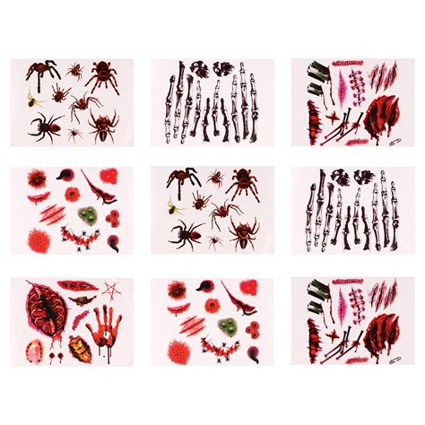 Nuolux Sheets Halloween Stickers Temporary Stickers Horror Stickers