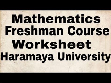 Mathematics Freshman Course Worksheet On Quantifiers Youtube