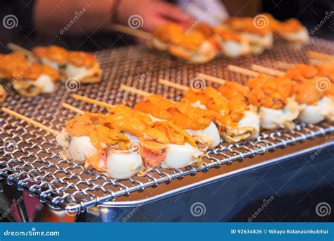 Scallop And Sea Urchin Eggs Grilled With Smoke Japanese Street Food