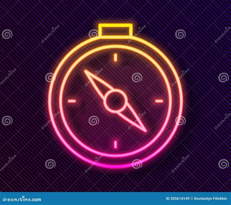 Glowing Neon Line Compass Icon Isolated On Black Background Windrose