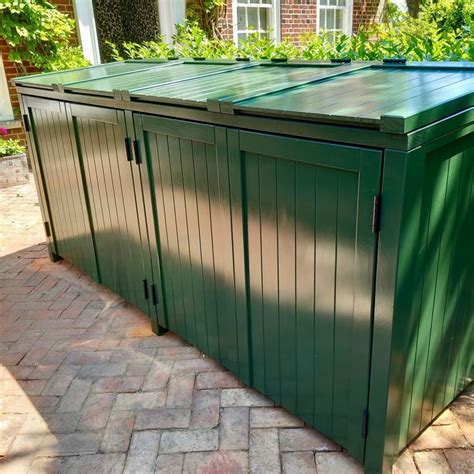 Bespoke Four Door Bin Store Painted In Farrow Ball Calke Green In