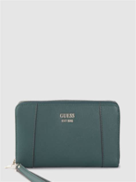 Buy GUESS Women Green Solid Zip Around Wallet With Wrist Loop - Wallets for Women 16686990 | Myntra