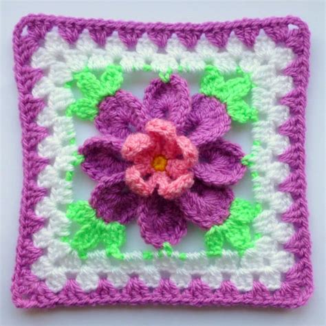 Crochet Granny Square Floral Pattern Instant Download Square Etsy