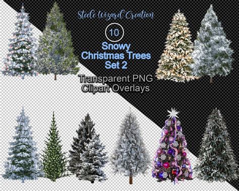 Christmas Tree Overlay Snow Pine Tree Overlays Photoshop Etsy