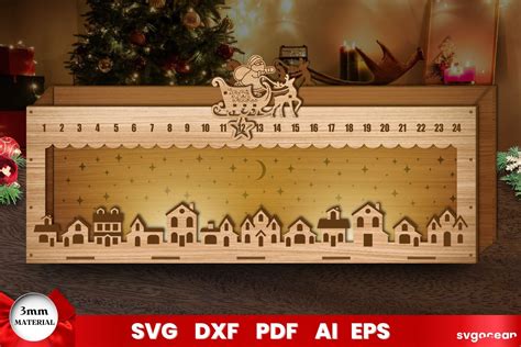 Santa Sleigh Countdow Laser Cut Graphic By Svgocean · Creative Fabrica