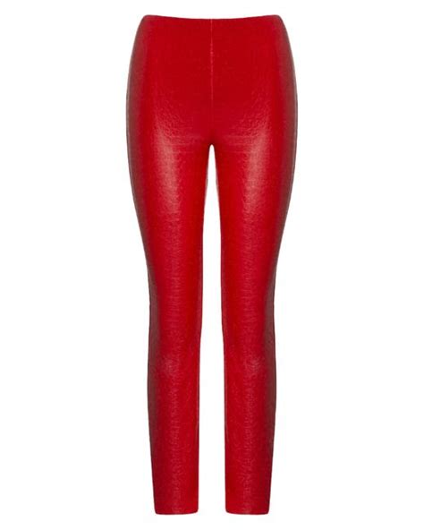 Naked Wardrobe Oh So Tight Crocodile Faux Leather Leggings In Red Lyst