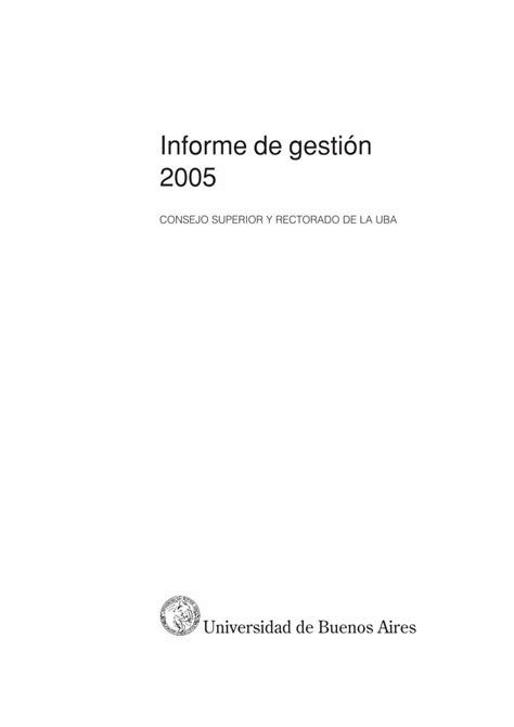 Pdf Informe De Gesti N Uba Ar Como Se Al En Oportunidad De