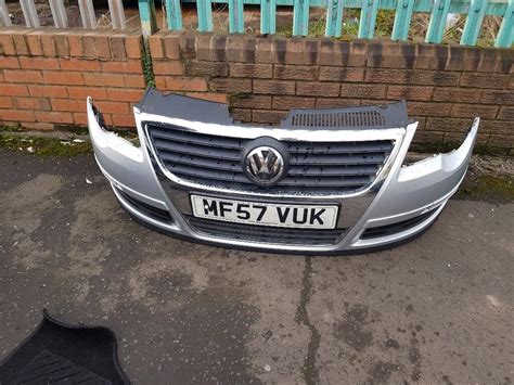 Vw Passat B C Front Bumper Grill No Fogs Silver In