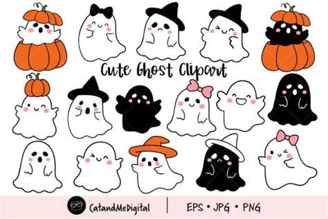 Cute Ghost Clipart Graphic By Catandme Creative Fabrica