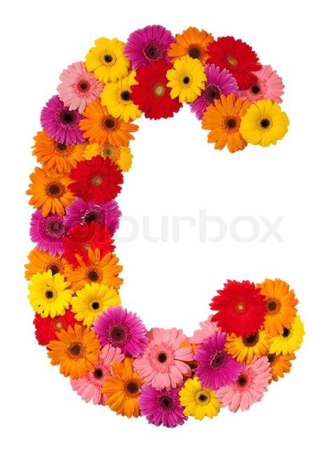 Letter C Flower Alphabet Isolated On White Background Stock Photo