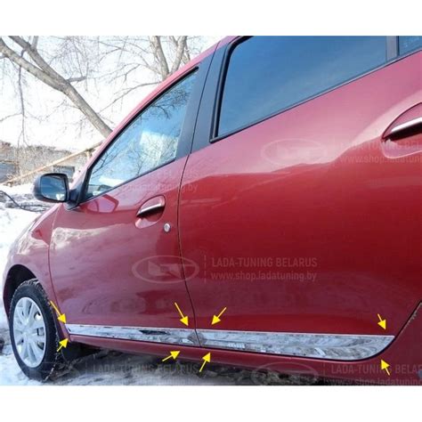 Молдинги хромированные (4 шт.) внешние на двери Рено Логан 2 | Renault ...