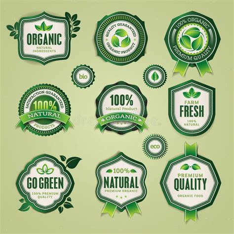 Set Of Organic And Natural Badges And Labels Stock Vector