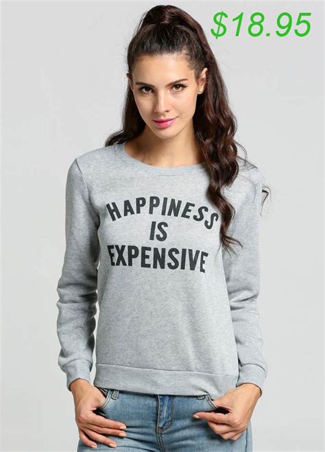 Women Sweatshirt Letter Print Autumn Round Neck Long Sleeve Letter