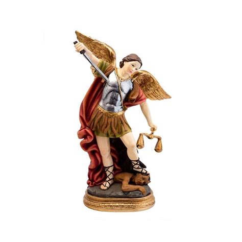 Arcángel San Miguel con balanza figura 30 cm protector de la iglesia