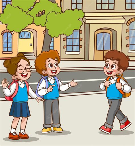 Premium Vector A Group Of Students Kids Talking Cartoon Vector