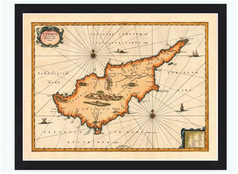 Old Map of Cyprus 1653 Vintage Map Wall Map Print - VINTAGE MAPS AND PRINTS