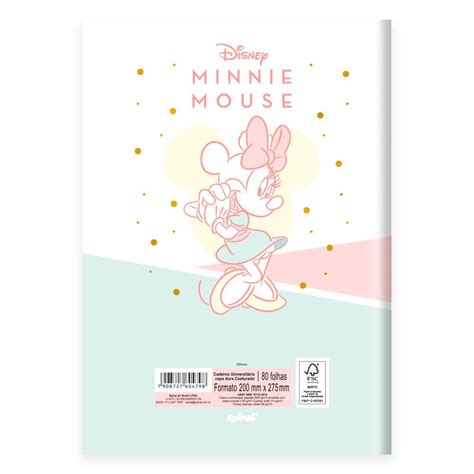 Caderno Universitário Capa Dura Brochura Costurado 80 Folhas Minnie