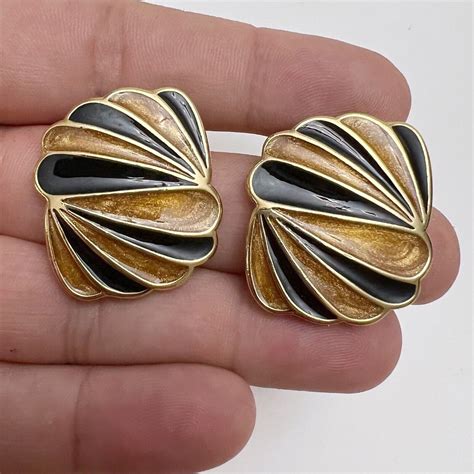 Vintage Modernist Trifari Signed Black Bronze Enamel … Gem