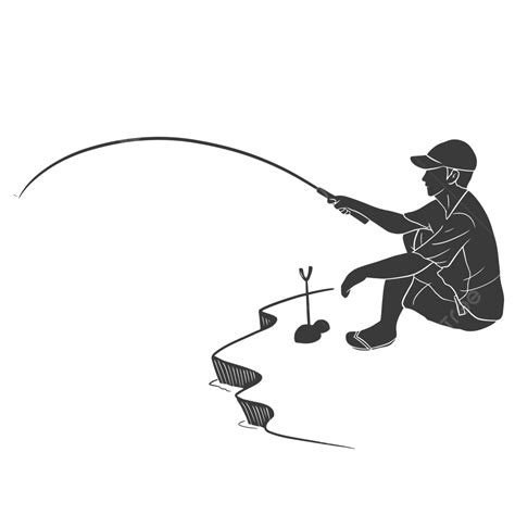 Fishing Man Vector Hd PNG Images, Man Fishing Silhouette, Fishing Day, Mancing Ikan, Fishing Art ...