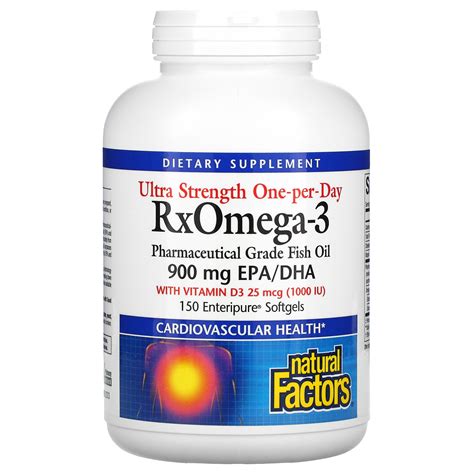 Natural Factors Ultra Strength Rx Omega 3 With Vitamin D3 900 Mg Epa Dha 150 Enteripure