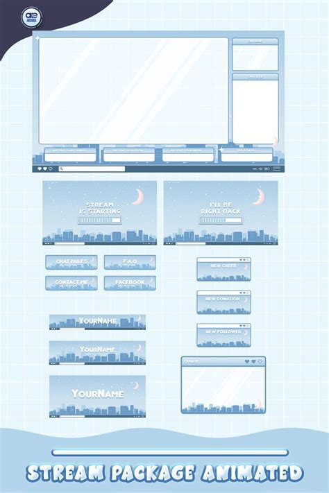 Animated Pastel Blue Stream Package Overlays Blue Skies Offline Twitch