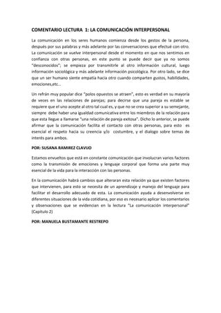 Comentario Lectura Pdf