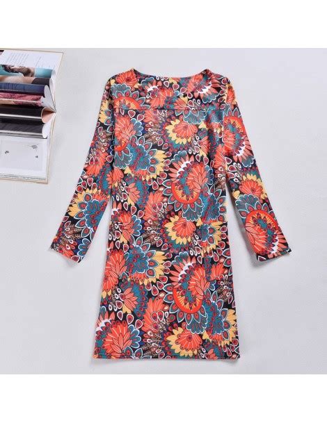 Plus Size Women Clothing Spring Fall Fashion Flower Print Women Dress