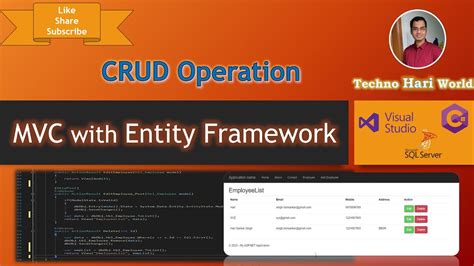 MVC CRUD Operation Using Entity Framework DB First C CRUD