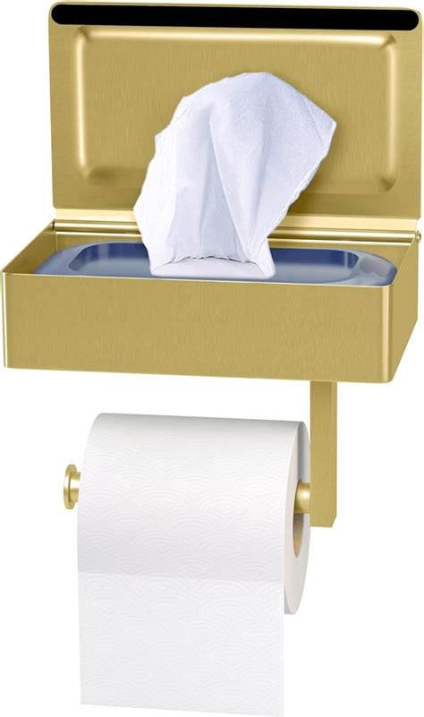 Sayoneyes Brushed Gold Toilet Paper Holder With Shelf And