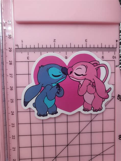 Stitch and Angel Kiss Sticker - Etsy