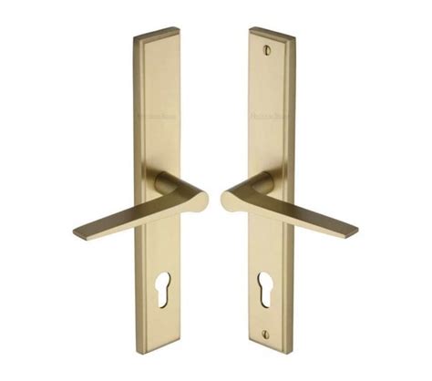 Heritage Brass Gio Lock Handles 92mm Centres Satin Brass