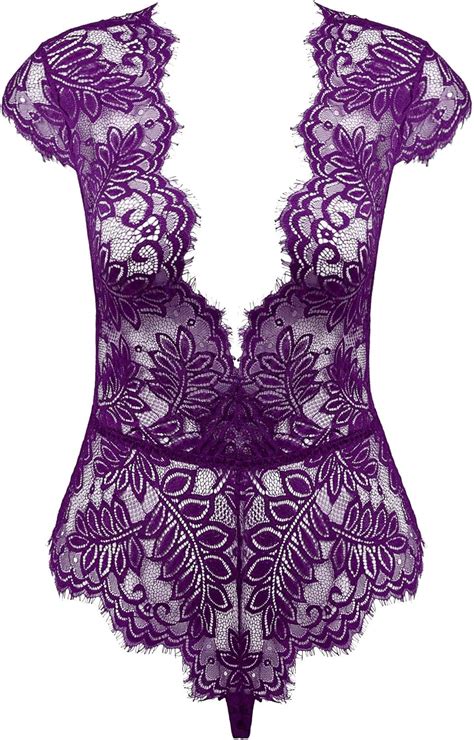 Amorbella Womens Eyelash Lace Teddy Sexy One Piece Lingerie Small 3xl Amazon Co Uk Clothing