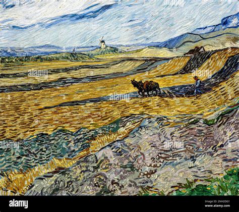 Vincent Van Gogh Enclosed Field With Ploughman Stock Photo Alamy