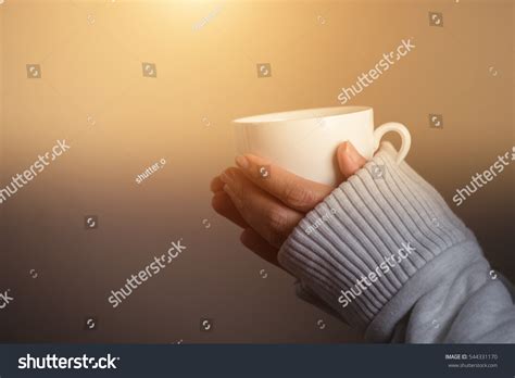 Hands Holding Hot Cup Coffee Tea Stock Photo Edit Now