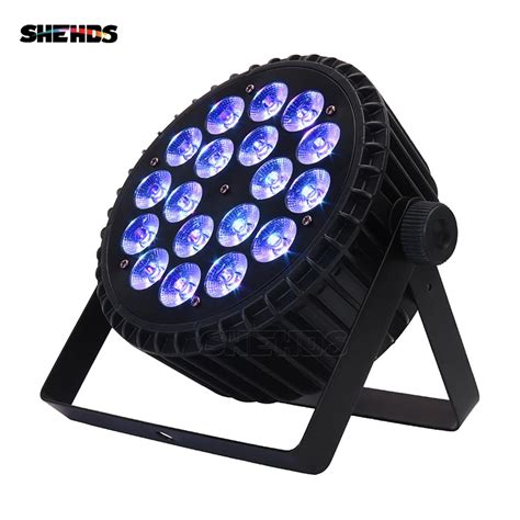 SHEHDS Aluminum Alloy LED Flat Par 18x18W RGBWA Light UV Wireless DMX