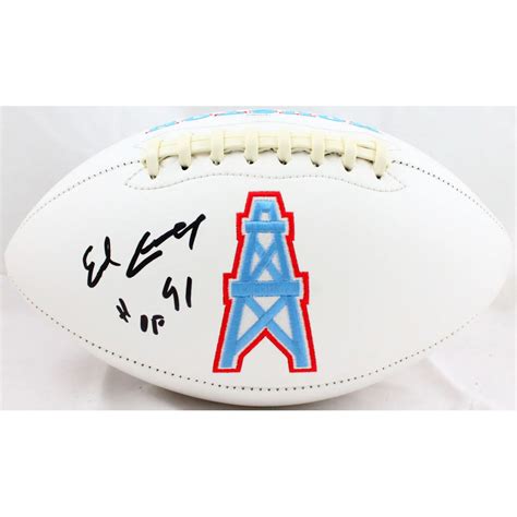 Earl Campbell Signed Oilers Logo Football Inscribed HOF 91 JSA