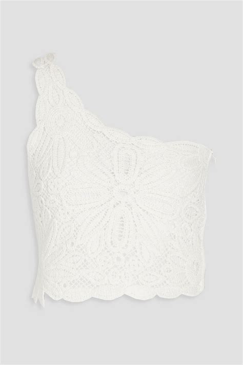 Maje One Shoulder Cropped Macramé Lace Top The Outnet