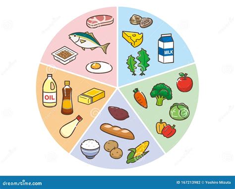 Chart of Five Major Nutrients Stock Vector - Illustration of energy, lipid: 167213982