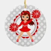 Cheerleader Cute Red Brunette Cheer Ceramic Ornament Zazzle
