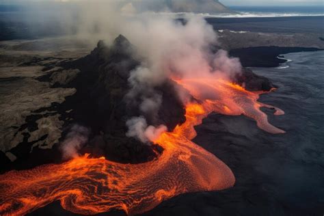 Premium Photo Daytime Volcanic Eruption On Reykjanes Peninsula Lava Shoots Up From The Crater