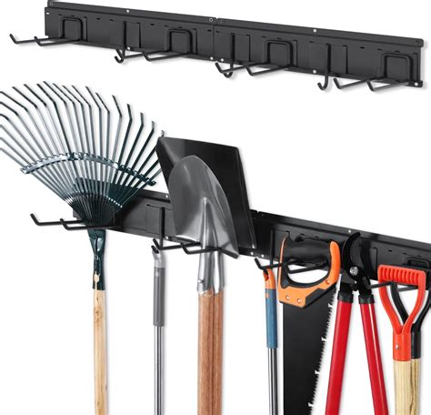 COSTWAY Tool Storage Rack Wall Mounted Garage Storage Organizer With 4