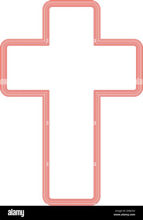 Neon Church Cross Red Color Vector Illustration Flat Style Light Image Stock Vector Image And Art