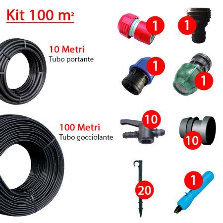 Kit Completo Irrigazione Tubo Ala Gocciolante A Goccia M