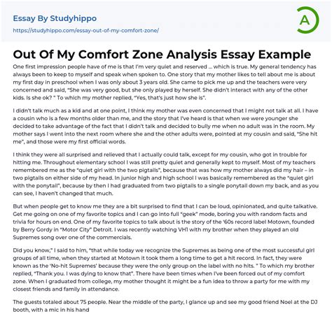 Out Of My Comfort Zone Analysis Essay Example Studyhippo