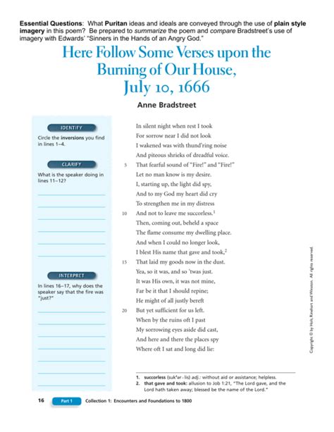 Here Follow Some Verses Upon The Burning Of Our House July 10