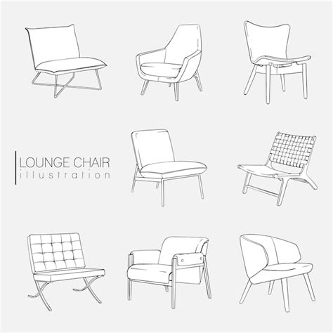 Premium Vector Lounge Chair Illustration Set