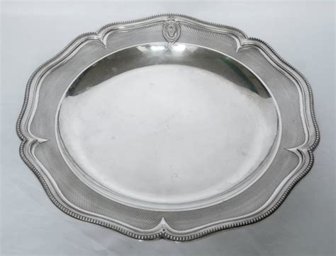 Grand Plat En Argent Massif Guilloch Style Lxv