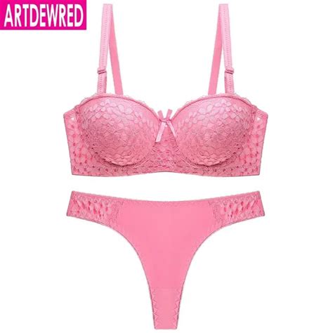 Sexy Lace Half Cup Push Up Bras Ladies Bra Sets Women Underwear Set Matching Thong In Bra