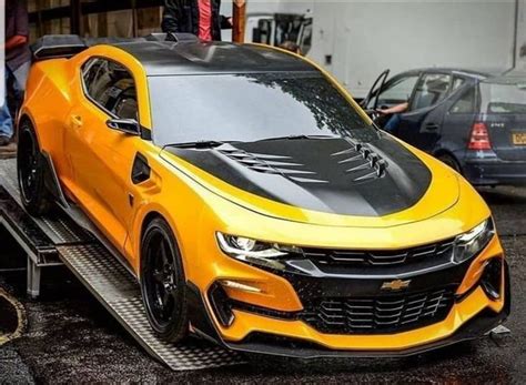 Bumblebee Yellow Modified Chevy Camaro With Carbon Fiber