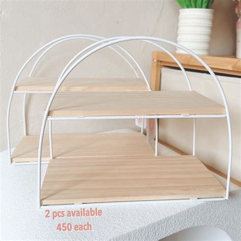 2 Tiered Arch Wooden Tabletop Shelf Metal Frame On Carousell